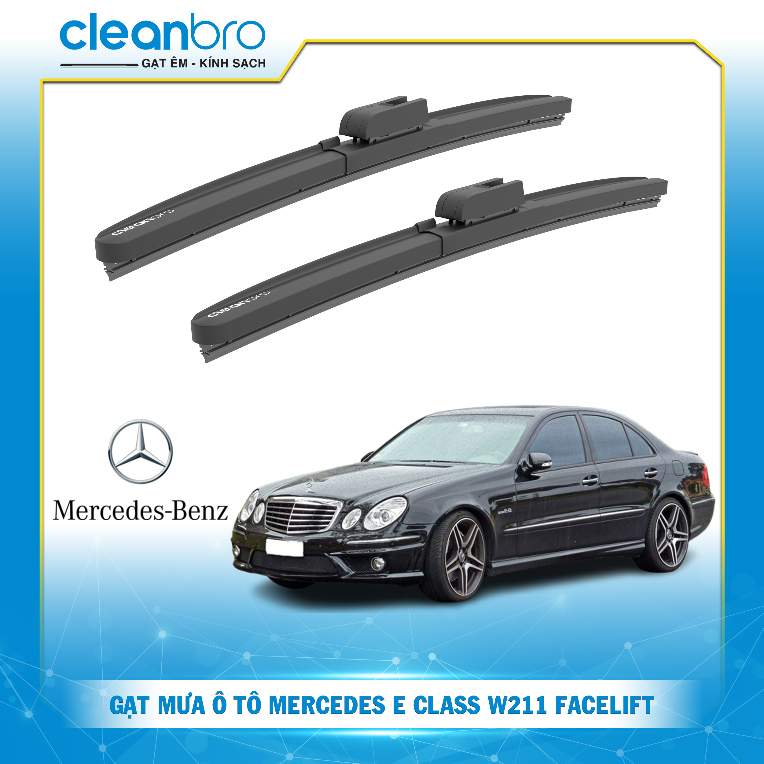 Gạt mưa ô tô hiệu ứng lá sen  Mercedes E Class W211 (Facelift)